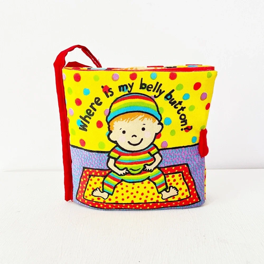 JellyCat Soft Cloth Book Yellow Where Is My Belly Button Sensory Toy